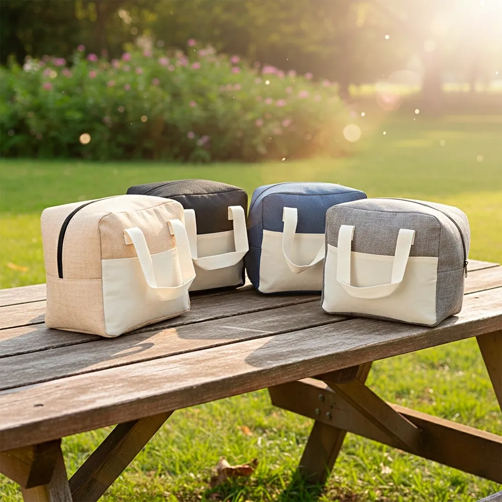 [Descrição: Bolsa térmica confeccionada em poliéster, com fechamento em zíper e capacidade máxima de 8 litros. Possui revestimento térmico em folha de alumínio, além de bolso frontal aberto e alças de mão em poliéster mesclado com algodão.  Altura :  21 cm  Largura :  22,5 cm  Profundidade :  14 cm] 09061 Bolsa Térmica 8L