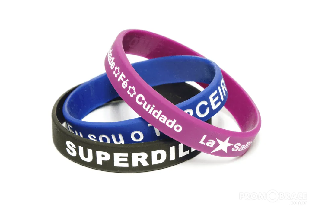 [Pulseira em Silicone com baixo relevo e cor] Pulseira em Silicone