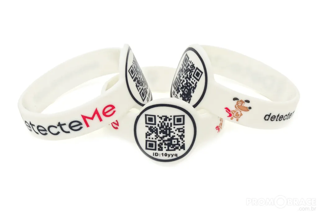 [Pulseira de silicone com brasão circular e QR-Code] Pulseira de silicone com brasão circular e QR-Code