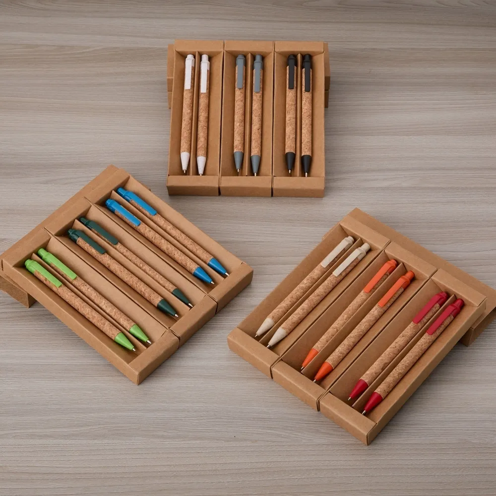 06083 Kit Ecológico Caneta e Lapiseira Cortiça